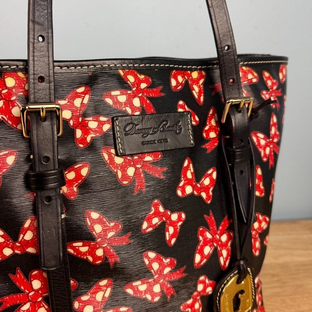 Dooney & Bourke Disney Parks Black Red Minnie‎ Mouse Bows Shopper Tote Bag Purse